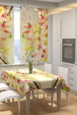 Набор для кухни фотошторы + скатерть Воздушная орхидея