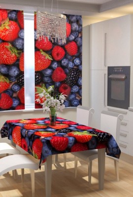 Набор для кухни фотошторы + скатерть Лесные ягоды