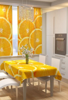 Набор для кухни фотошторы + скатерть Апельсин