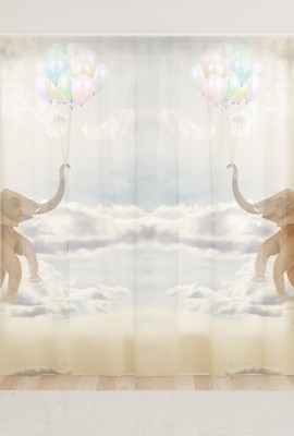 Фототюль из вуали Слон на шариках