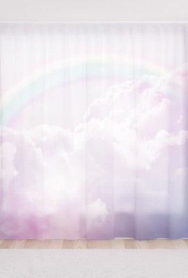 Фототюль из вуали Радуга в розовых облаках