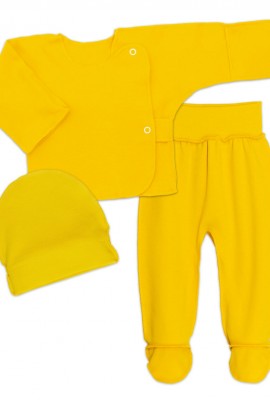 Комплект для новорожденных (распашонка, шапочка, ползунки) 4299 - желтый