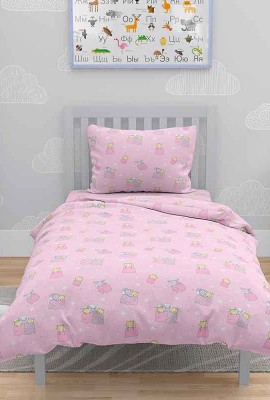 Детский КПБ бязь в кроватку Баю бай розовый