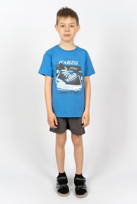 Комплект для мальчика 4293 (футболка + шорты) - джинс-т.синий