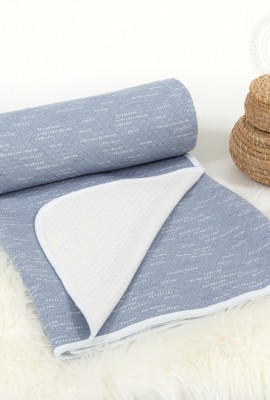 Одеяло-покрывало трикотажное Бусы синие
