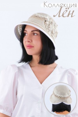Шляпа женская льняная №GL423 - бежевый