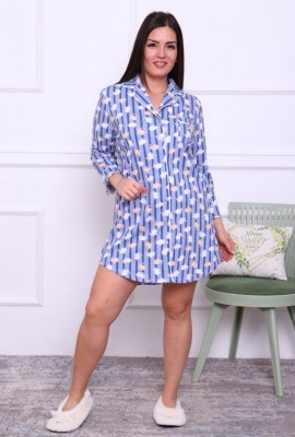 Платье-рубашка женское ПД-007В - голубой, 52 размер